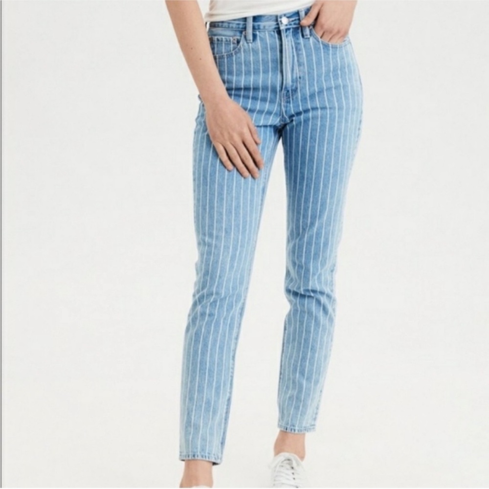 Pinstripe American Eagle Mom Jeans